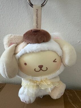 Miniso Pompompurin Plush Keychain - Cream & Light Brown